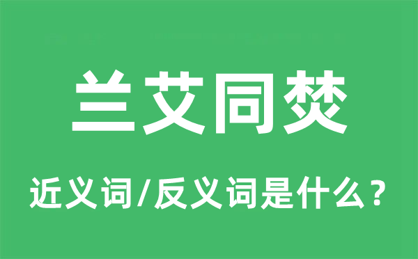 兰艾同焚的近义词和反义词是什么,兰艾同焚是什么意思