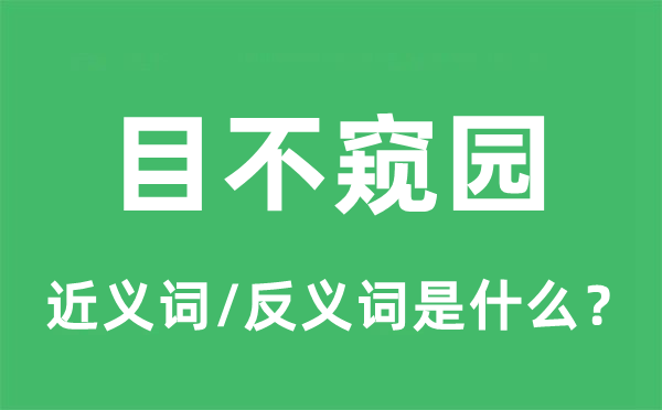 目不窥园的近义词和反义词是什么,目不窥园是什么意思